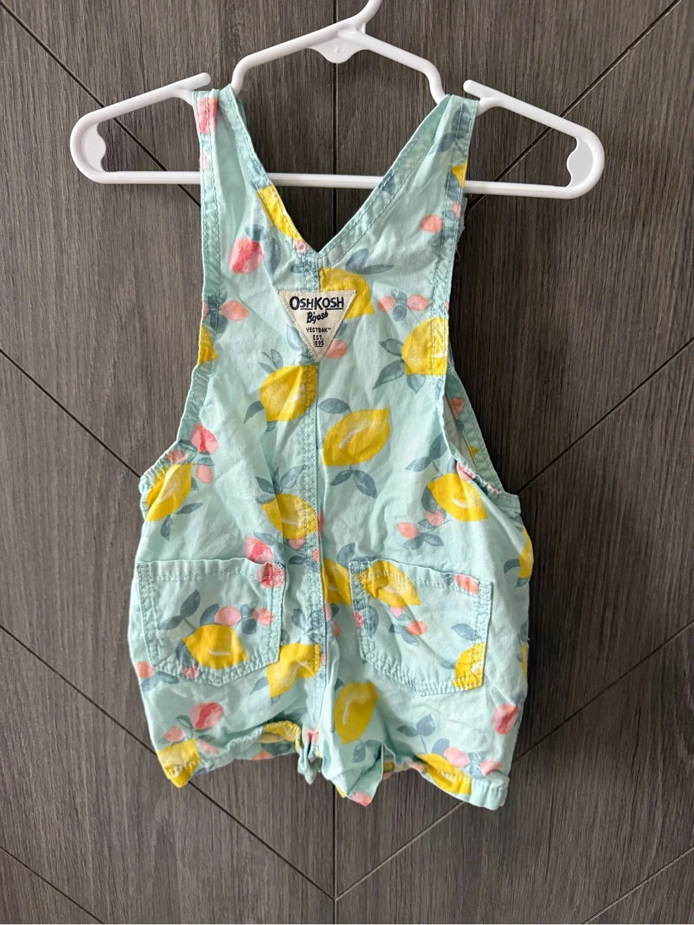 OshKosh B'gosh Blue Lemon & Pink Floral Shortalls
